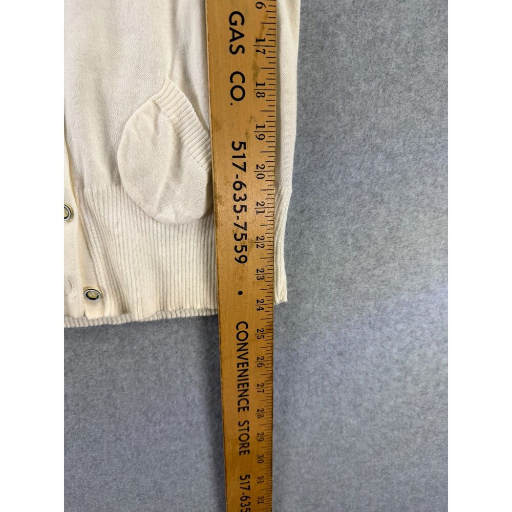 Old Navy Women’s Medium Ivory Button Front Short Sleeve Cardigan Sweater 3169 - Picture 5 of 7